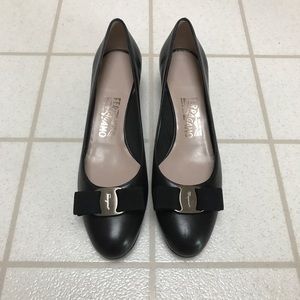 Salvatore Ferragamo Vara Black Matte Low Heel